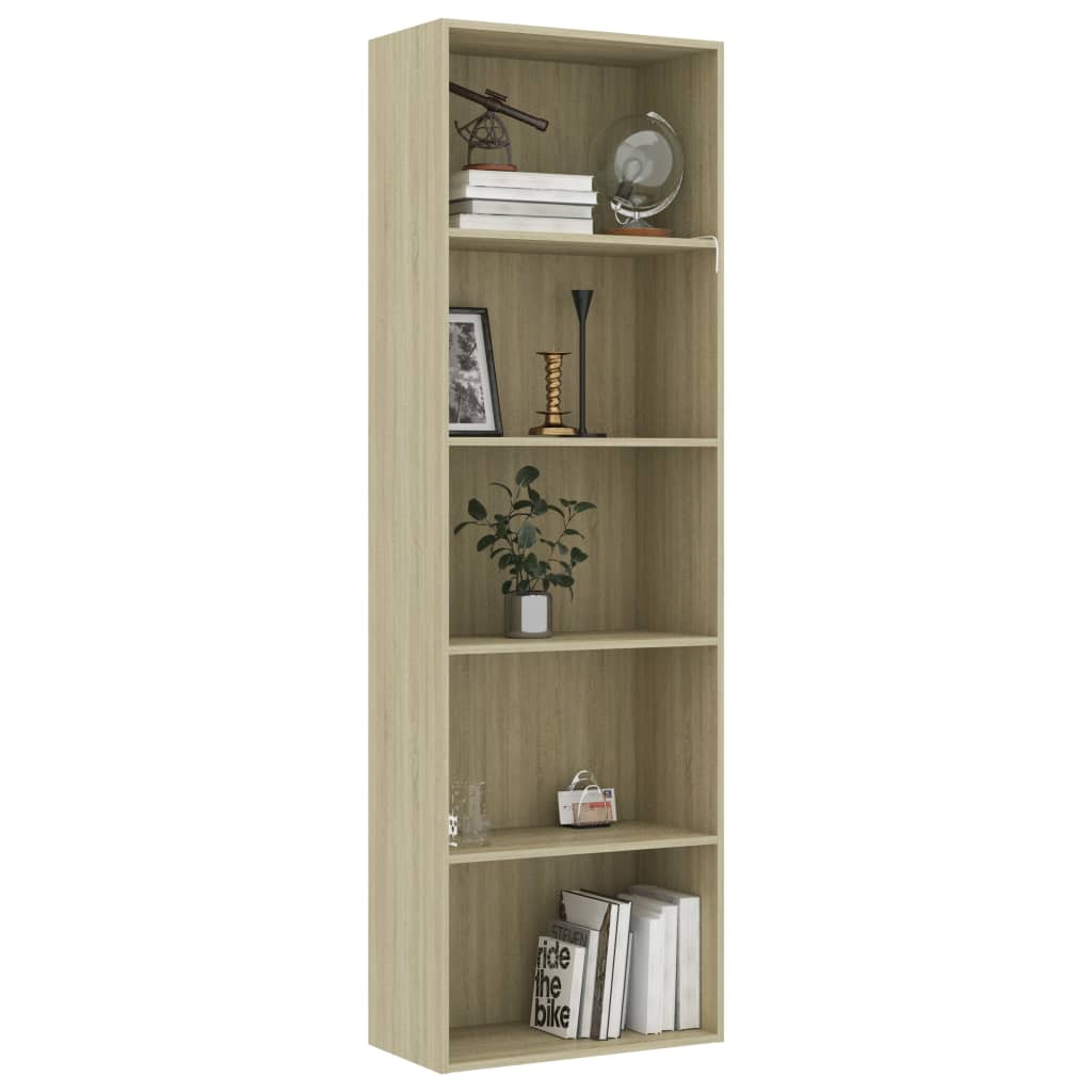 vidaXL Boekenkast met 5 schappen 60x30x189cm bewerkt hout sonoma eiken