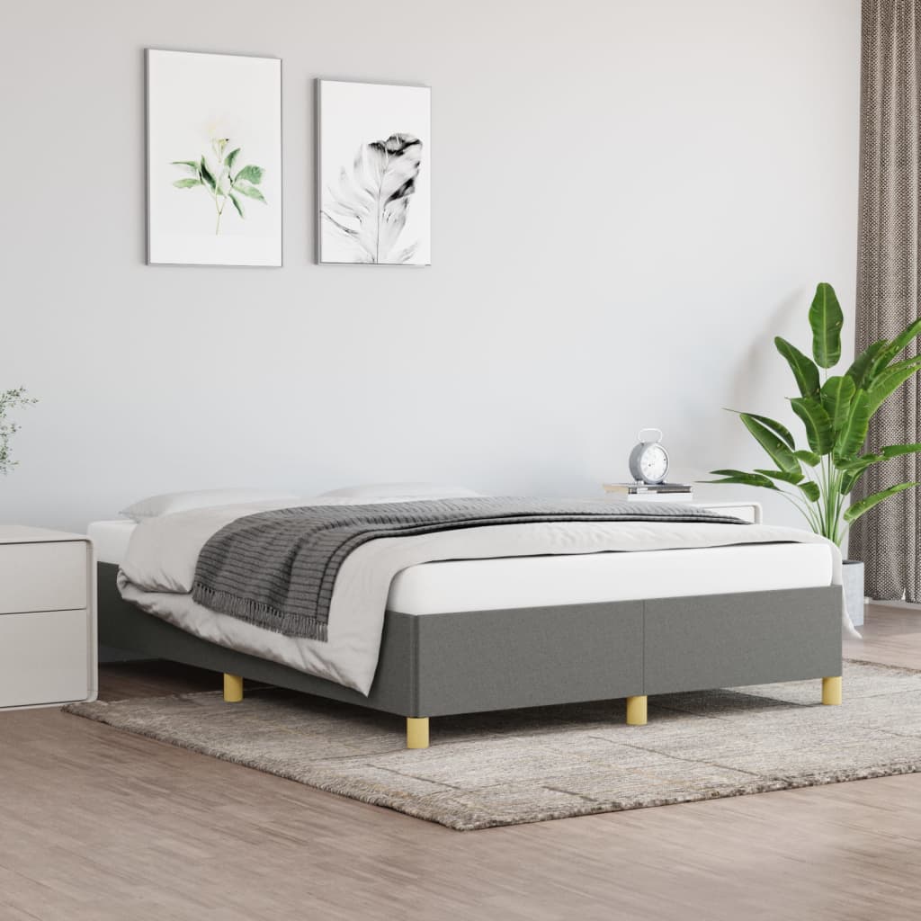 vidaXL Bedframe zonder matras stof donkergrijs 140x200 cm