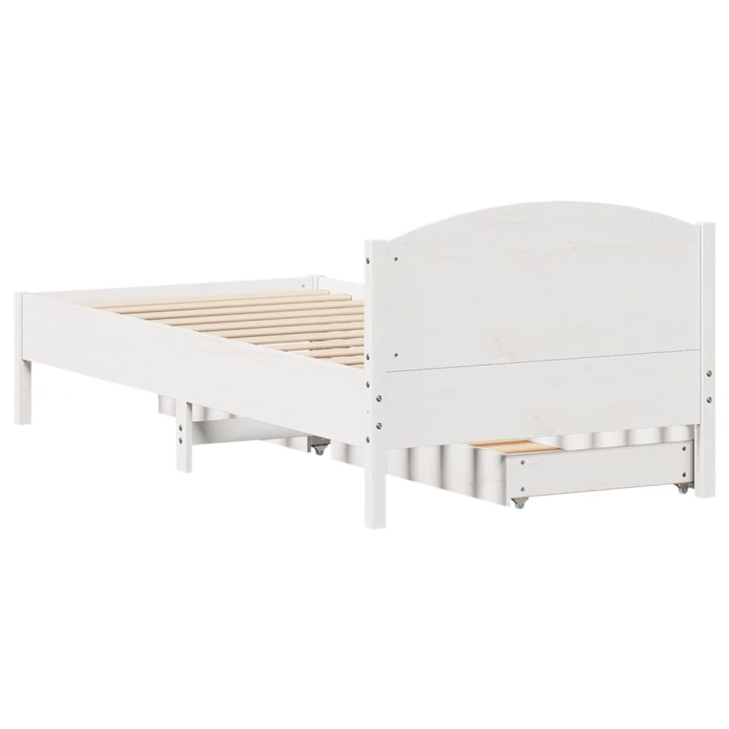 vidaXL Bedframe zonder matras massief grenenhout wit 90x200 cm