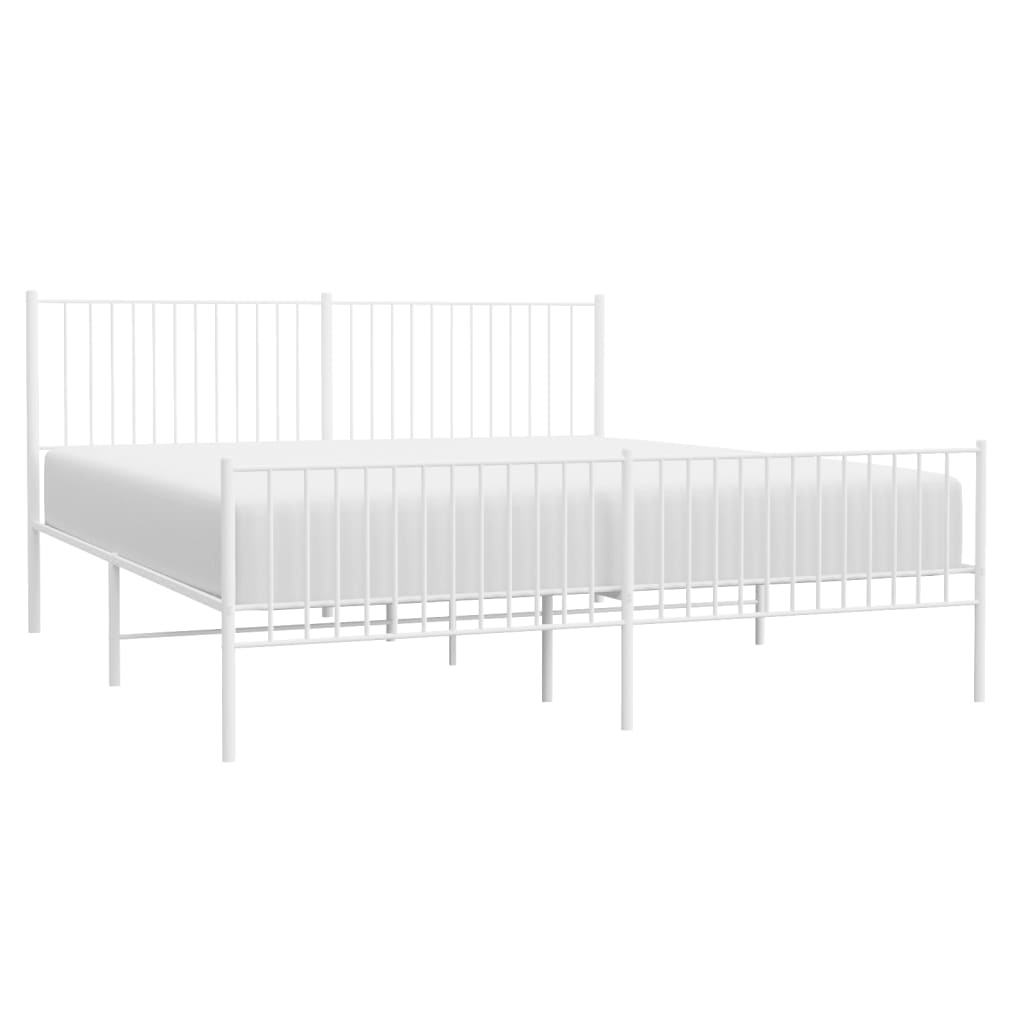 vidaXL Bedframe met hoofd- en voeteneinde metaal wit 200x200 cm