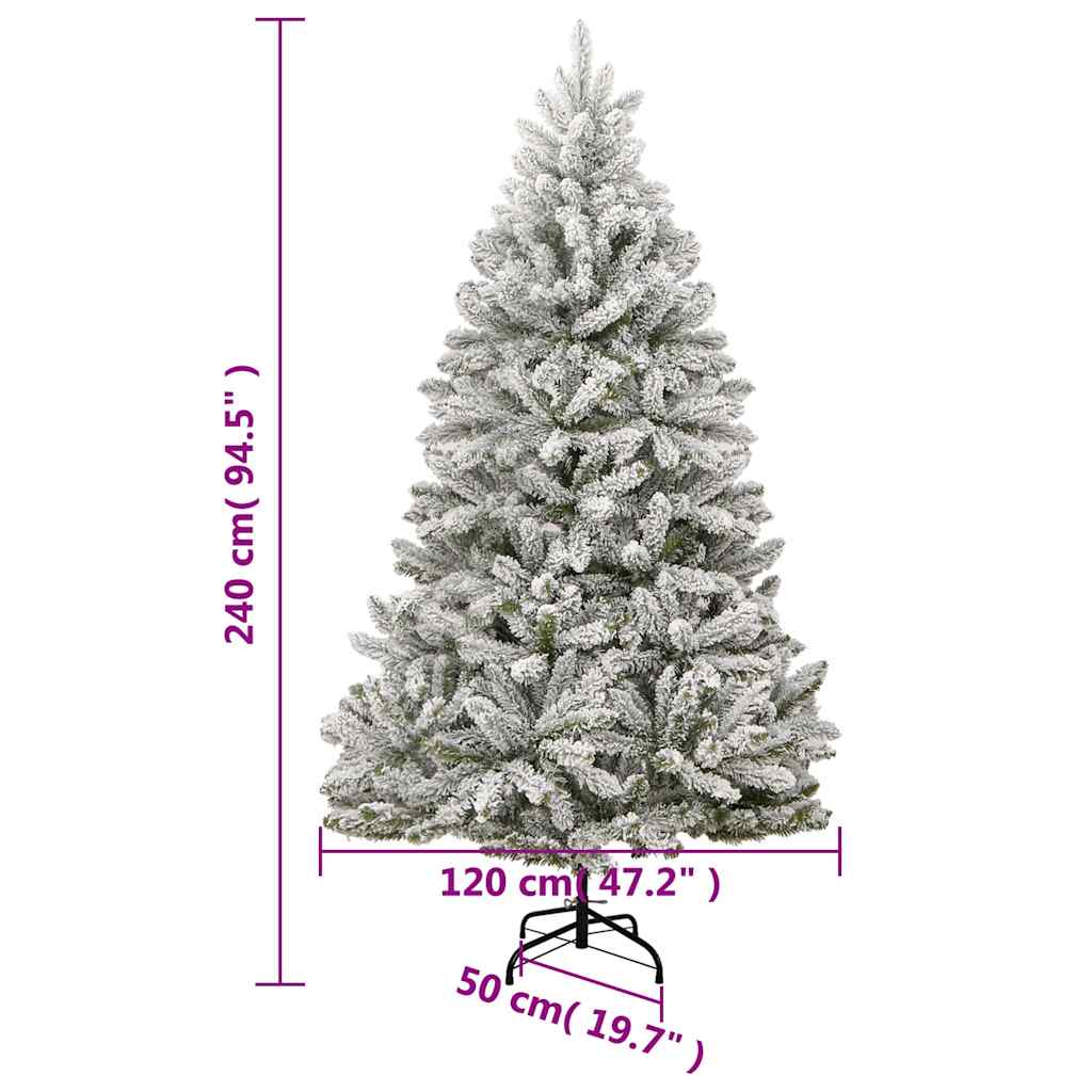 vidaXL Kunstkerstboom met scharnieren 300 LED's en kerstballen 240 cm