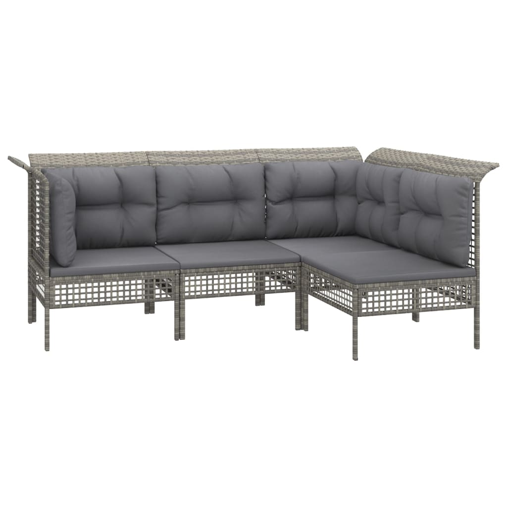 vidaXL 6-delige Loungeset met kussens poly rattan grijs