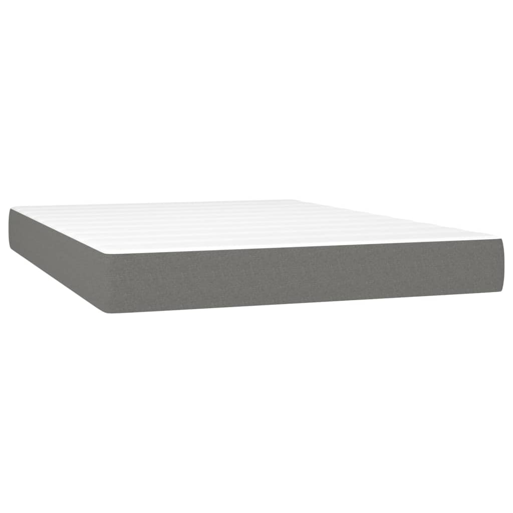 vidaXL Boxspring met matras stof donkergrijs 140x200 cm