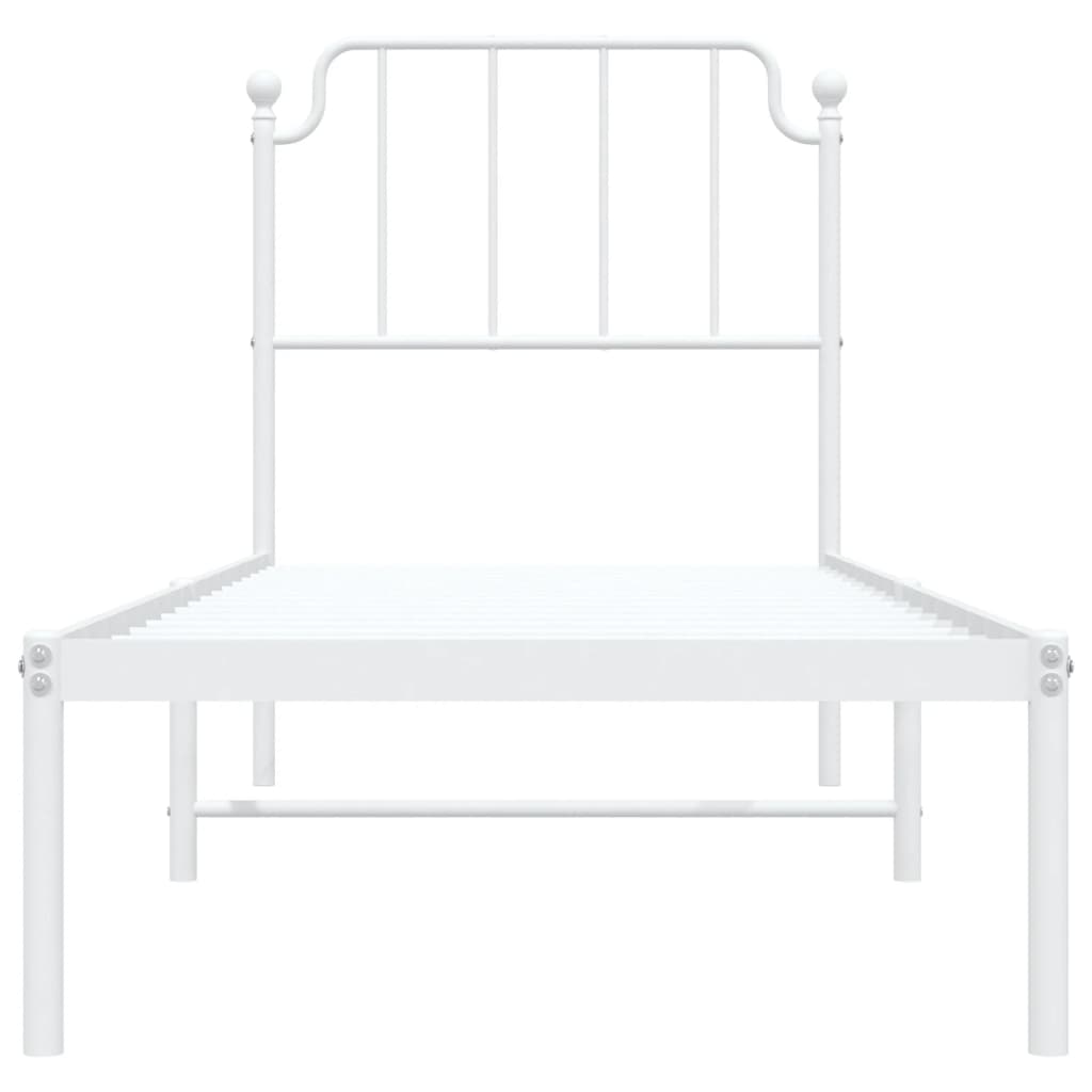 vidaXL Bedframe met hoofdbord zonder matras metaal wit 75x190 cm