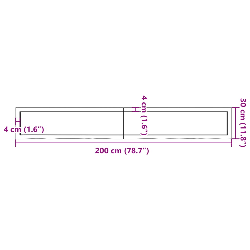 vidaXL Wandschap 200x30x(2-6) cm onbehandeld massief eikenhout