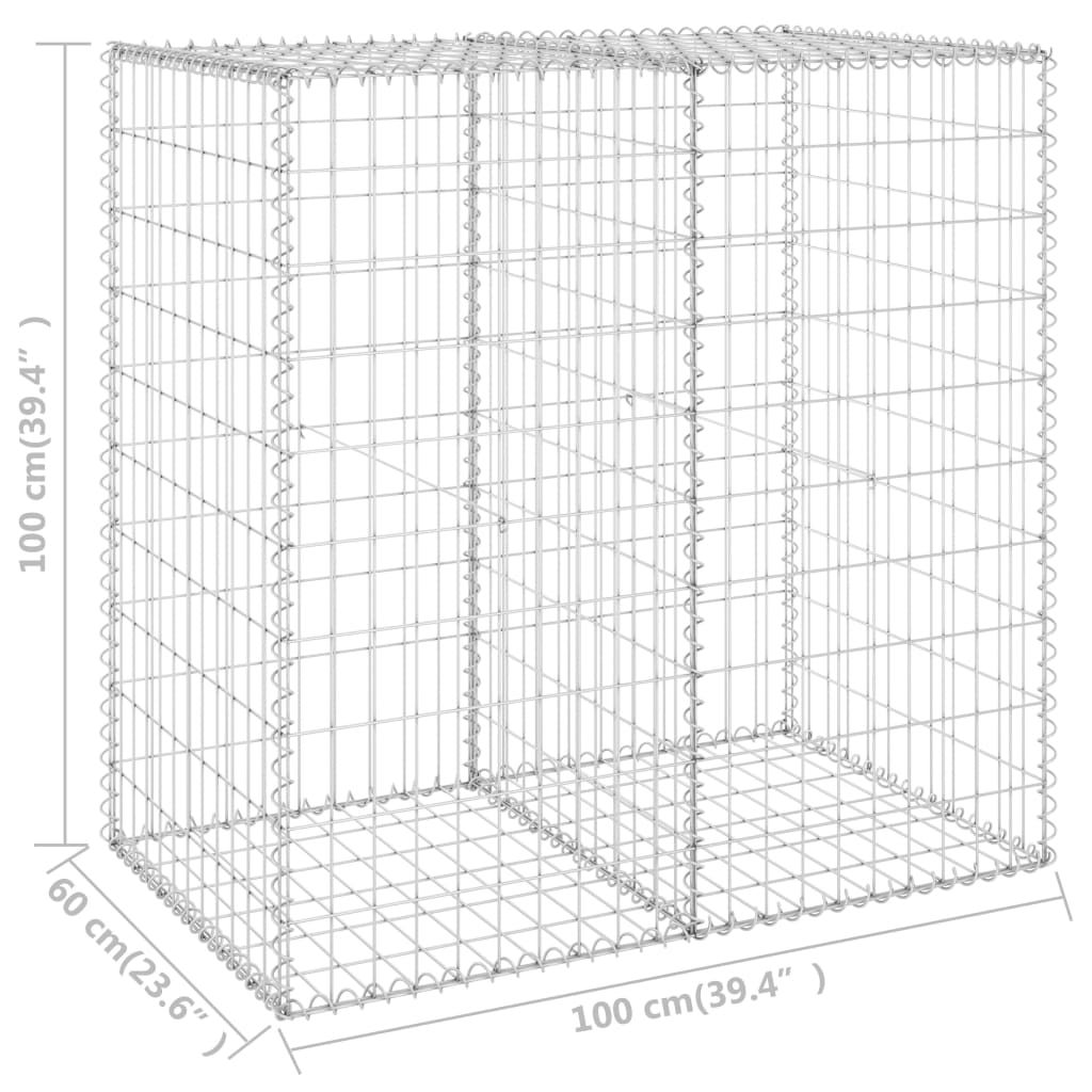 vidaXL Schanskorfmuur met deksels 100x60x100 cm gegalvaniseerd staal