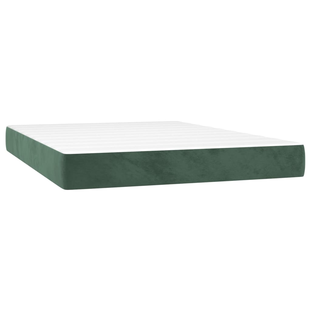 vidaXL Boxspring met matras fluweel donkergroen 140x200 cm