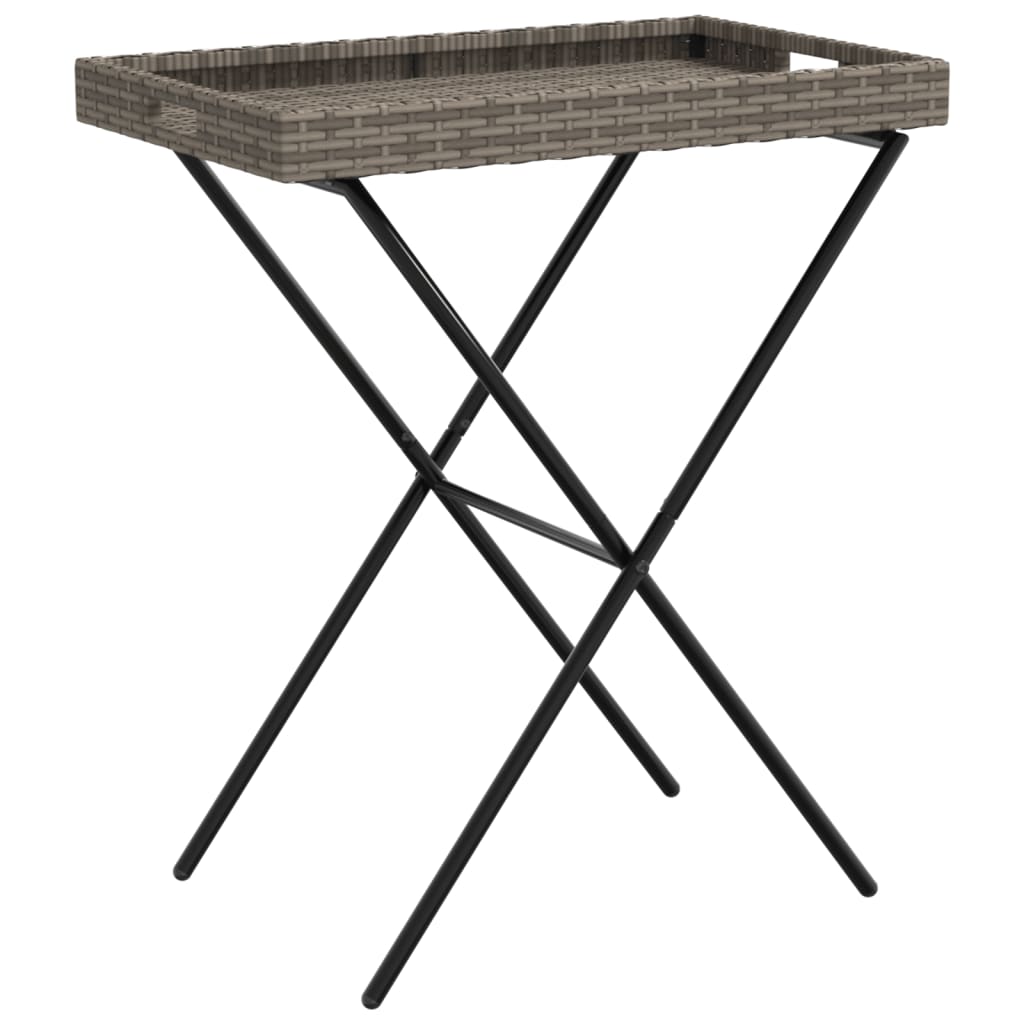 vidaXL Dienbladtafel inklapbaar 65x40x75 cm poly rattan grijs