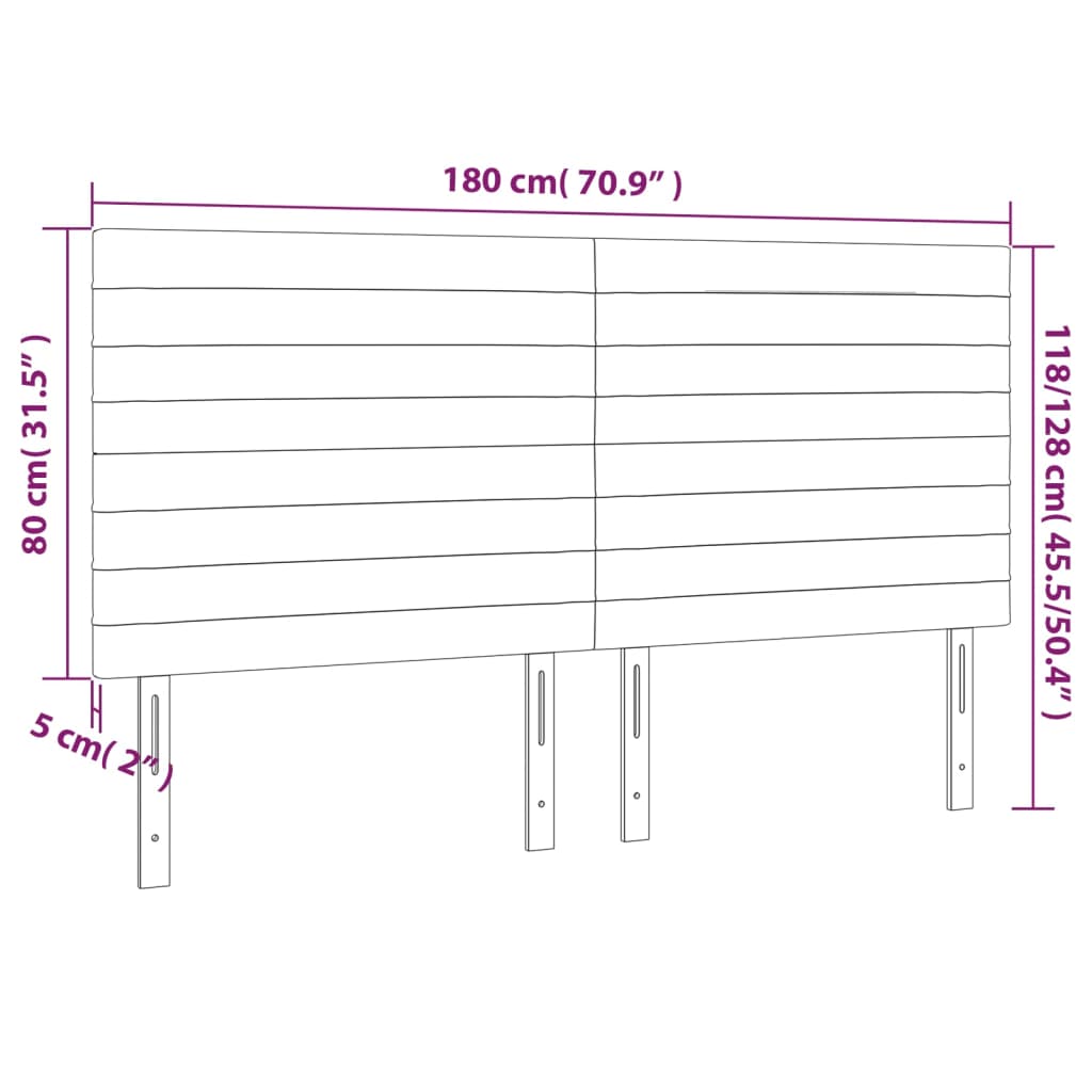 vidaXL Hoofdbord LED 180x5x118/128 cm fluweel donkerblauw