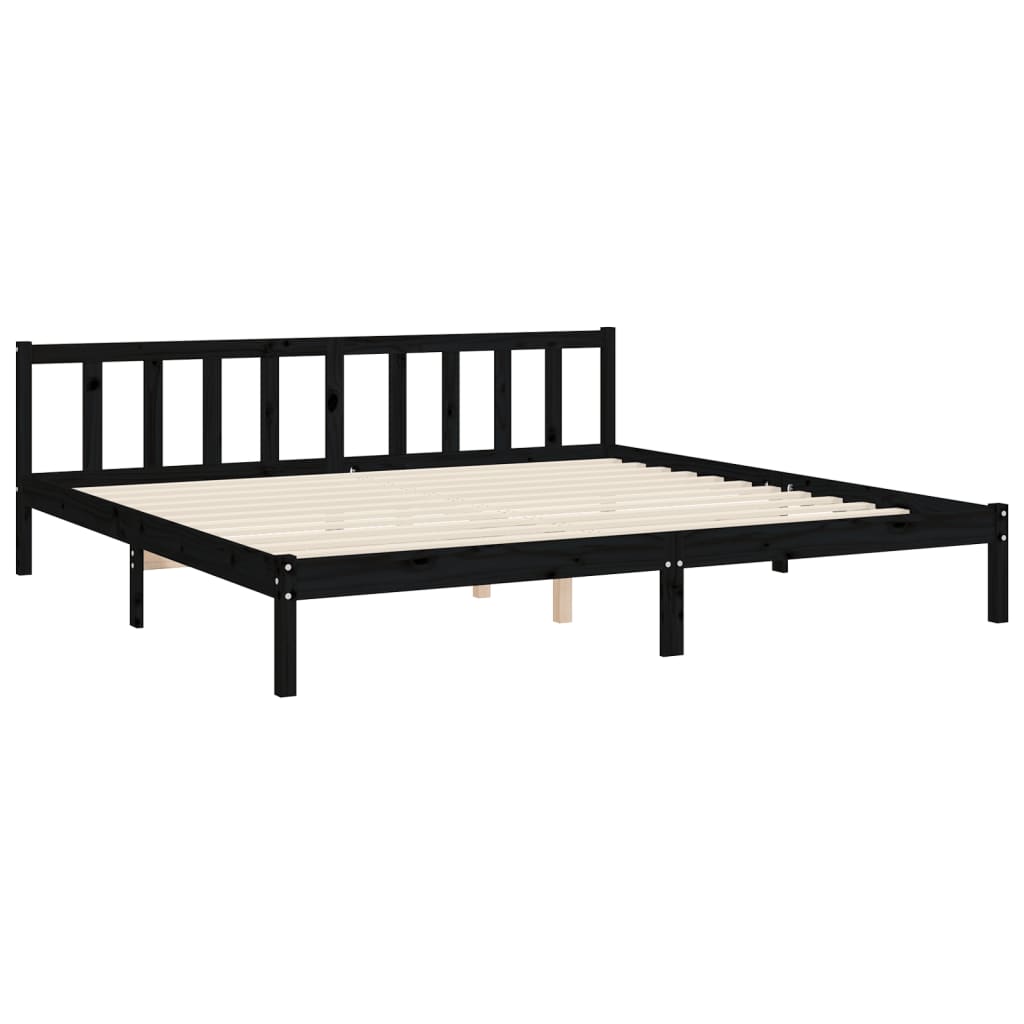 vidaXL Bedframe met hoofdbord massief hout zwart 180x200 cm