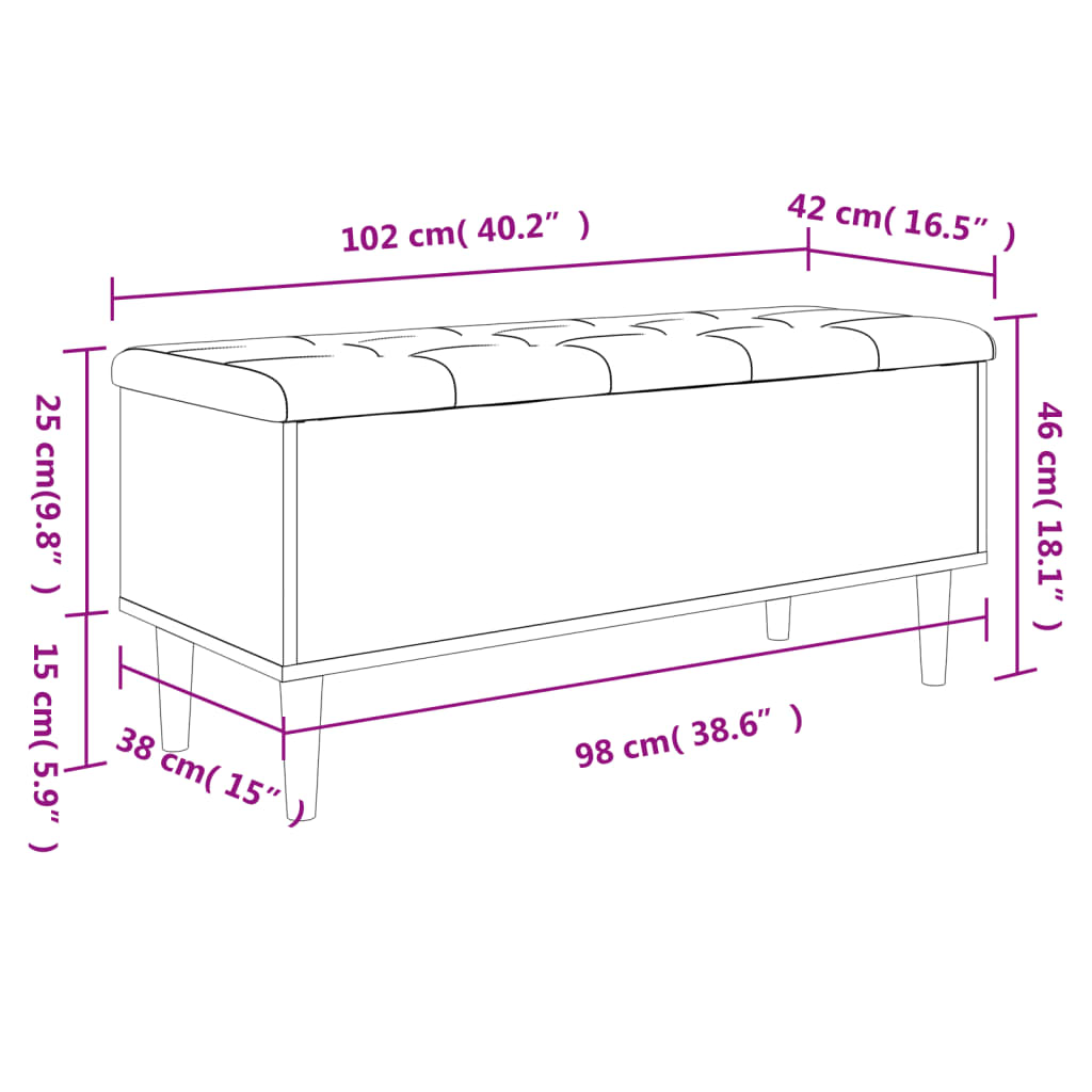 vidaXL Opbergbankje 102x42x46 cm bewerkt hout zwart