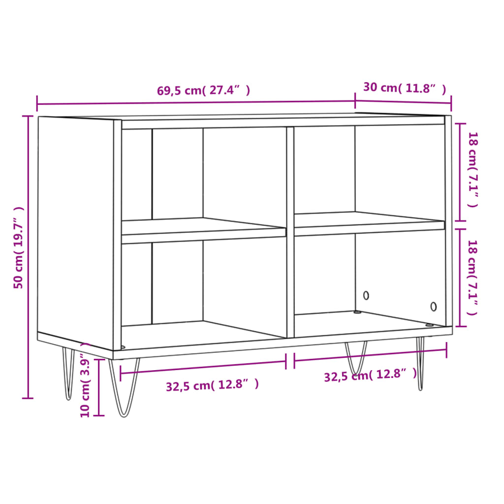 vidaXL Tv-meubel 69,5x30x50 cm bewerkt hout betongrijs