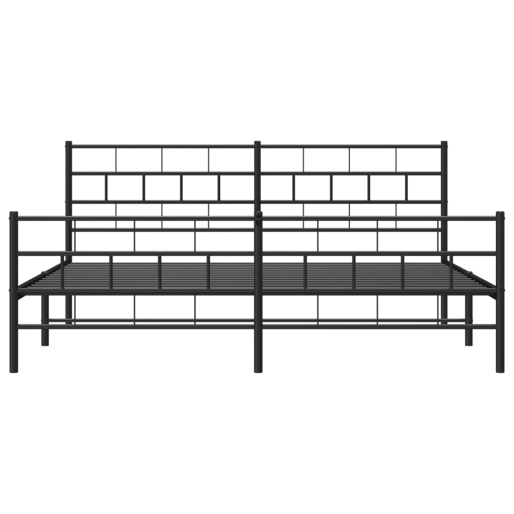 vidaXL Bedframe met hoofd- en voeteneinde metaal zwart 183x213 cm