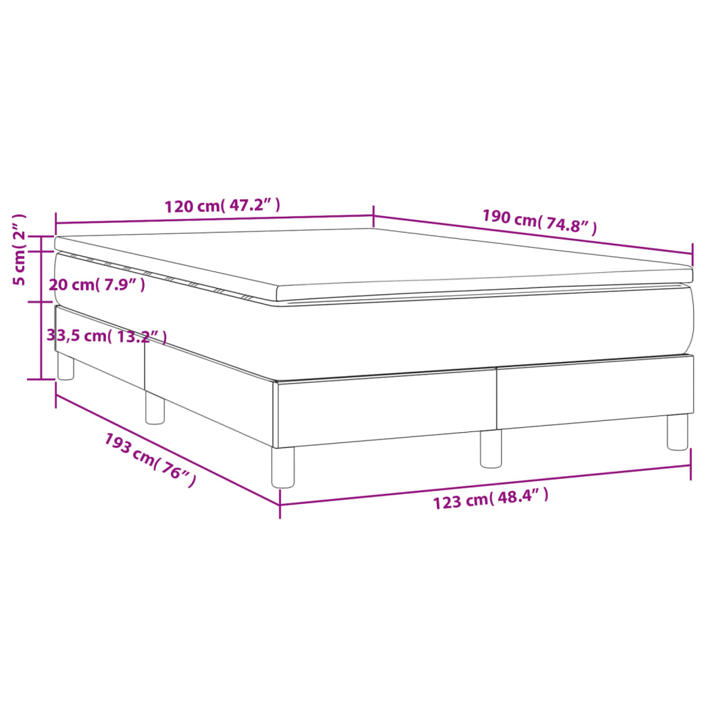 vidaXL Boxspring met matras stof lichtgrijs 120x190 cm