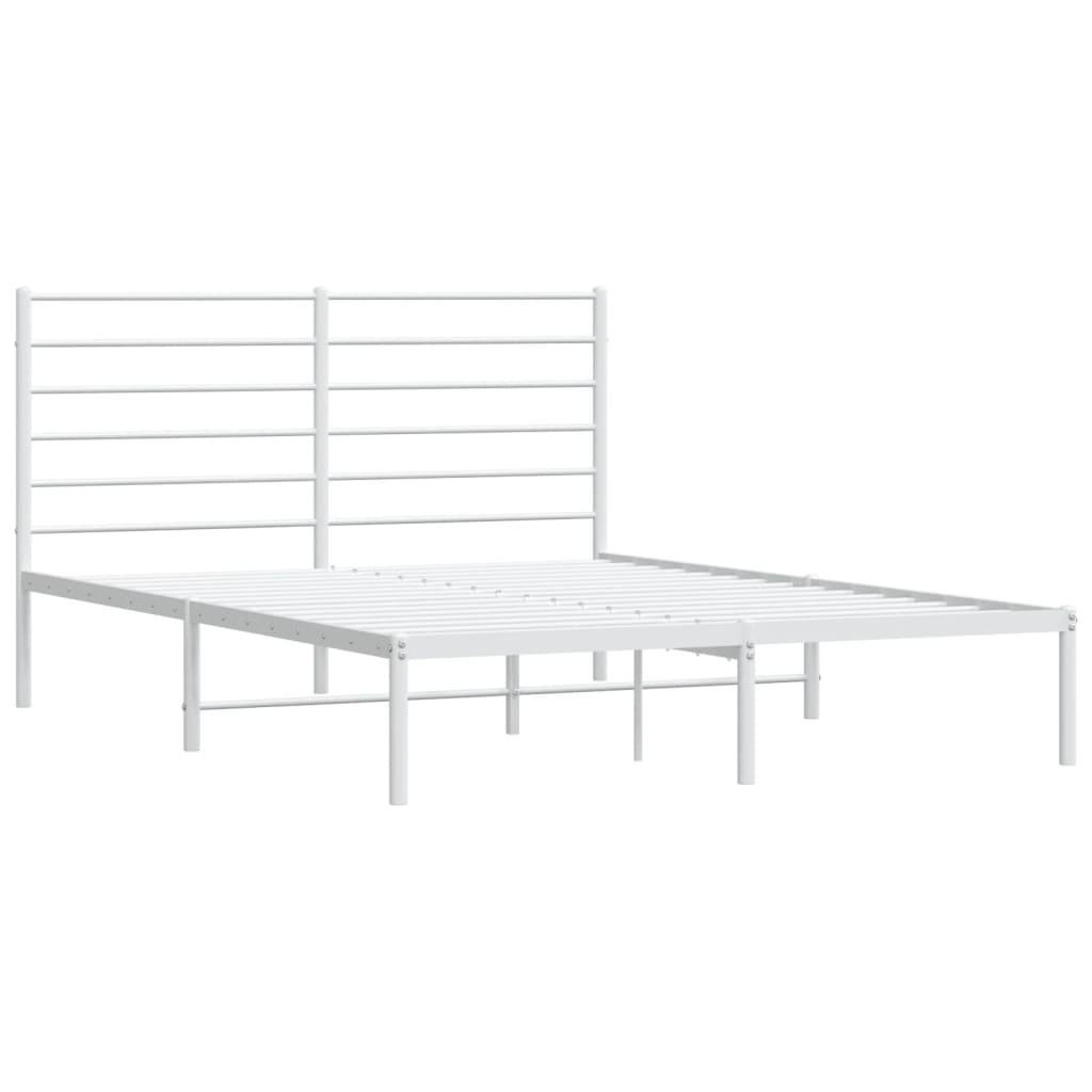 vidaXL Bedframe met hoofdbord metaal wit 140x190 cm