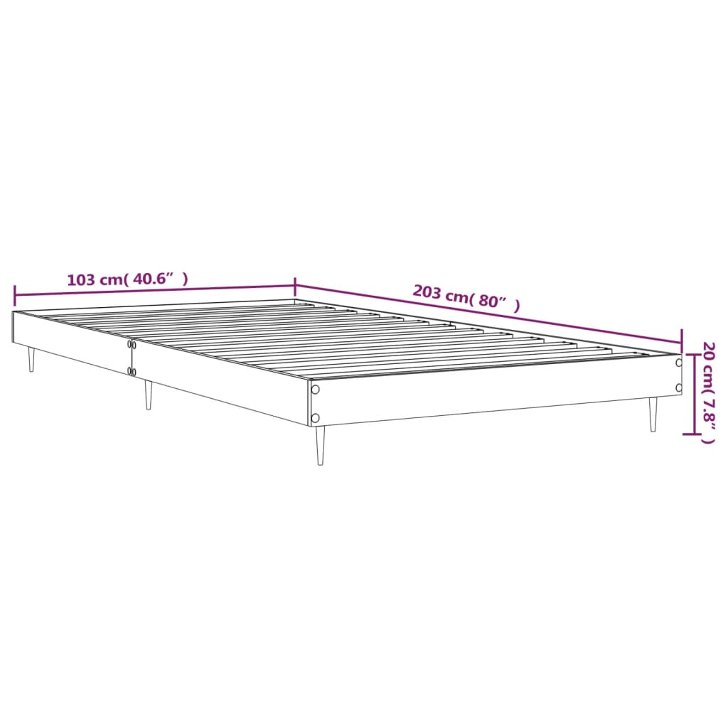 vidaXL Bedframe zonder matras bewerkt hout bruin eikenkleur 100x200 cm