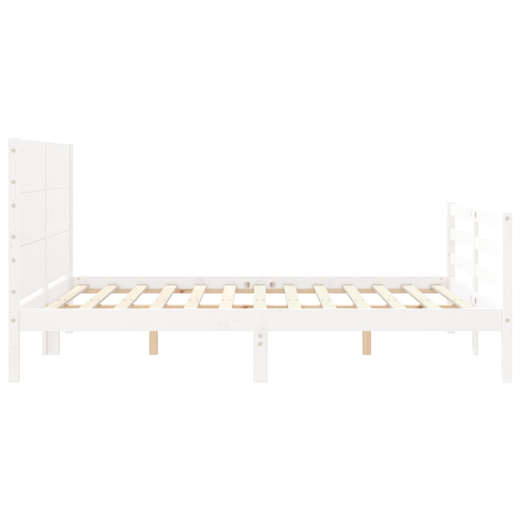 vidaXL Bedframe met hoofdbord massief hout wit