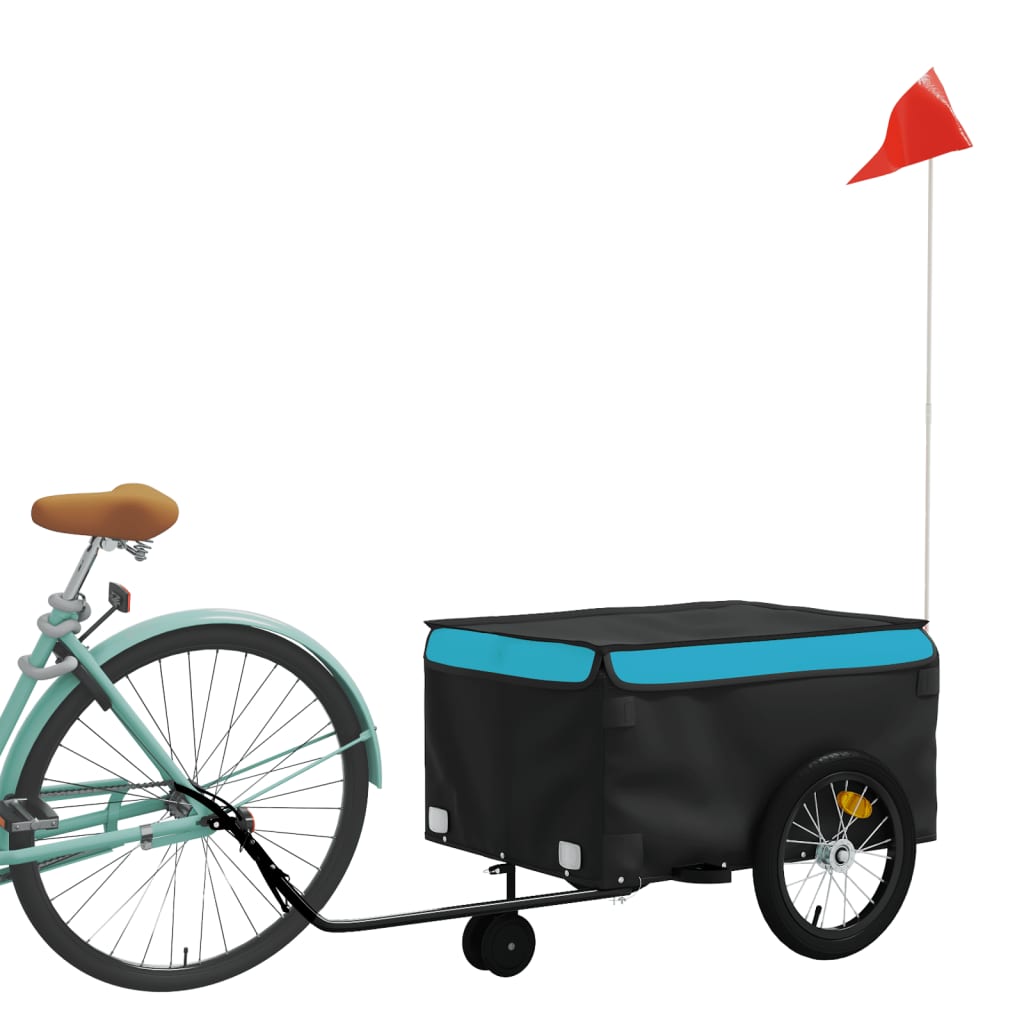 vidaXL Fietstrailer 45 kg ijzer zwart en blauw