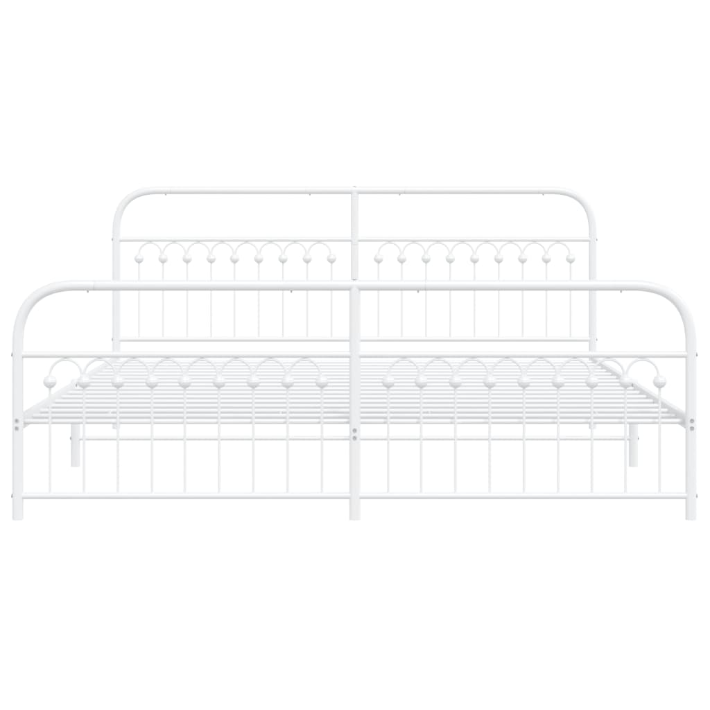 vidaXL Bedframe met hoofd- en voeteneinde metaal wit 200x200 cm