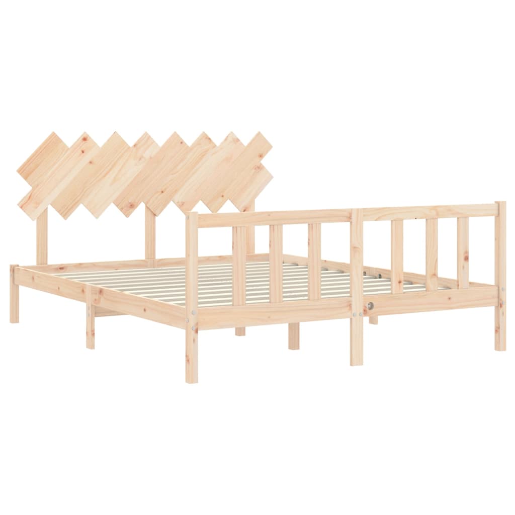 vidaXL Bedframe met hoofdbord massief hout 160x200 cm