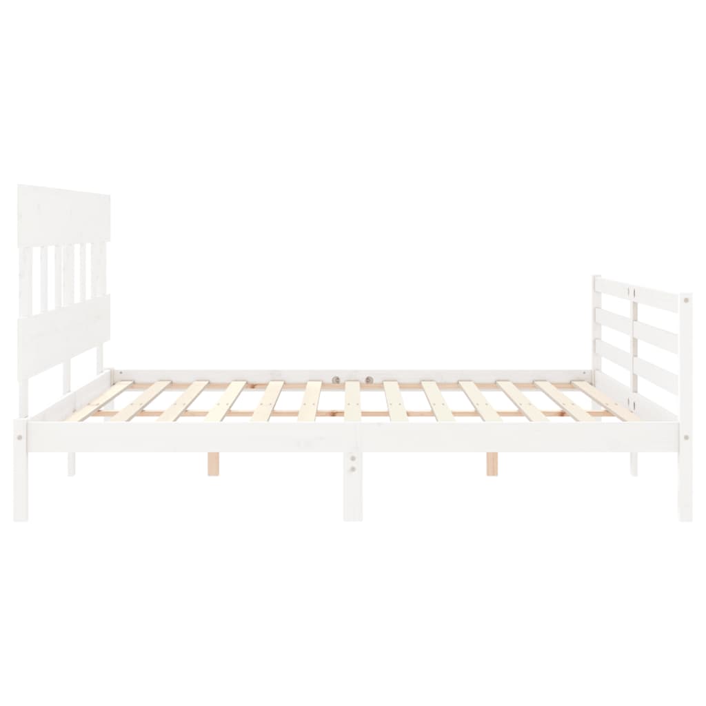 vidaXL Bedframe met hoofdbord massief hout wit