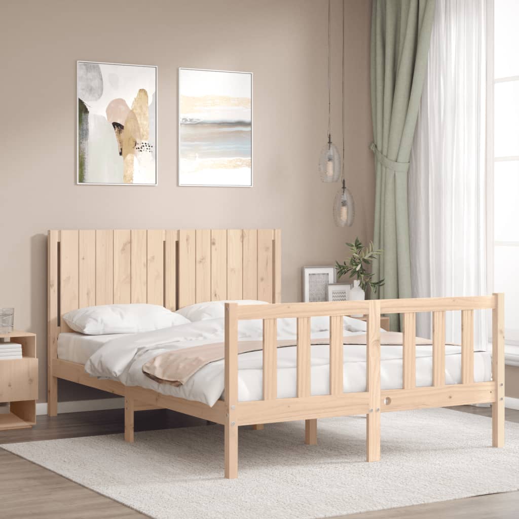 vidaXL Bedframe met hoofdbord massief hout 140x200 cm