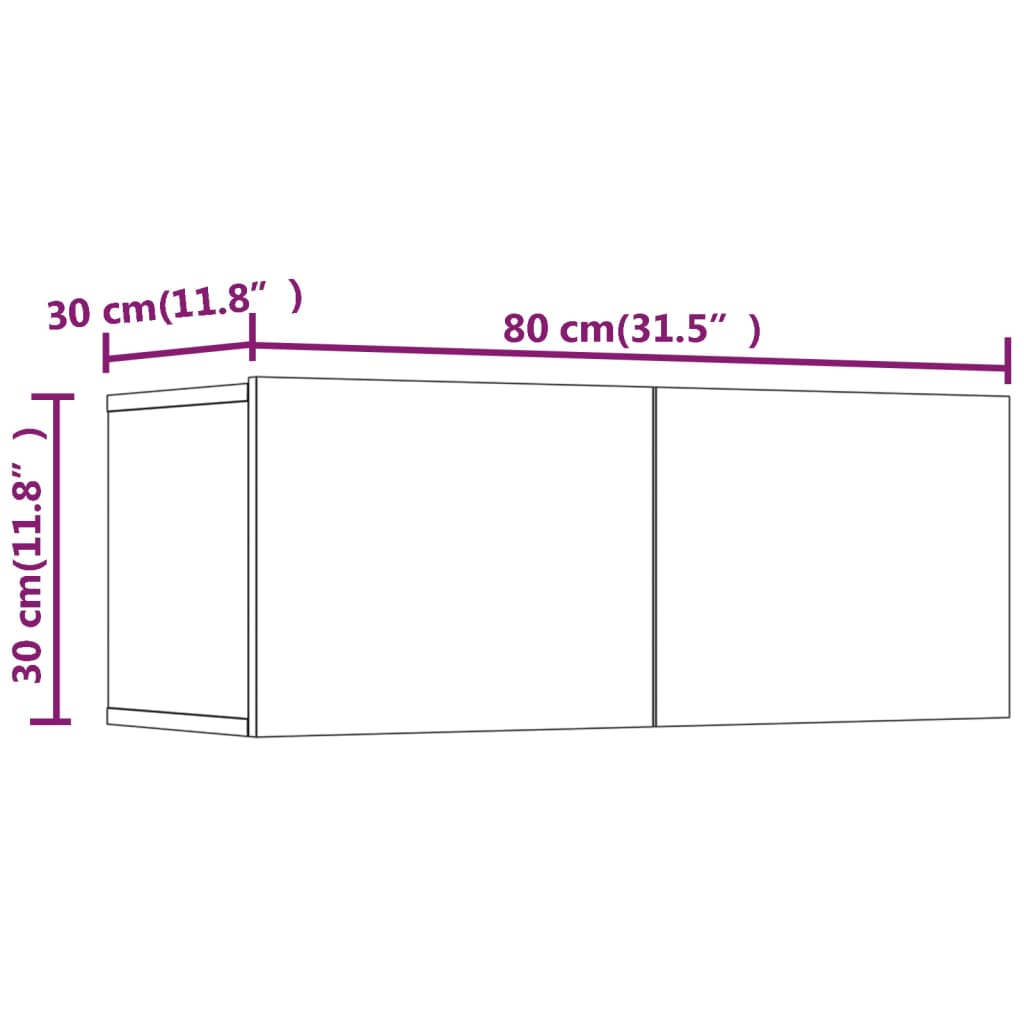 vidaXL Tv-meubels 2 st 80x30x30 cm bewerkt hout wit