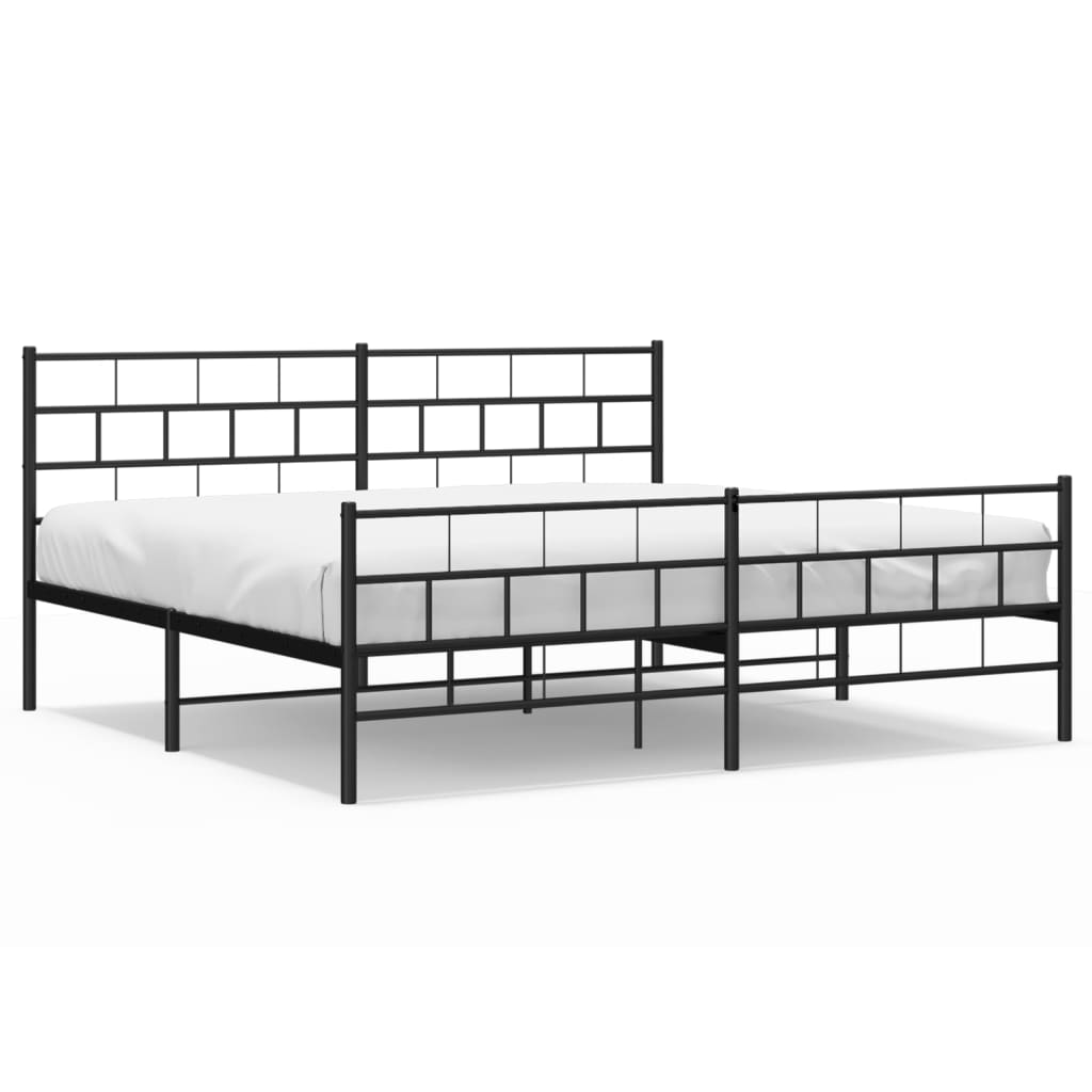 vidaXL Bedframe met hoofd- en voeteneinde metaal zwart 193x203 cm