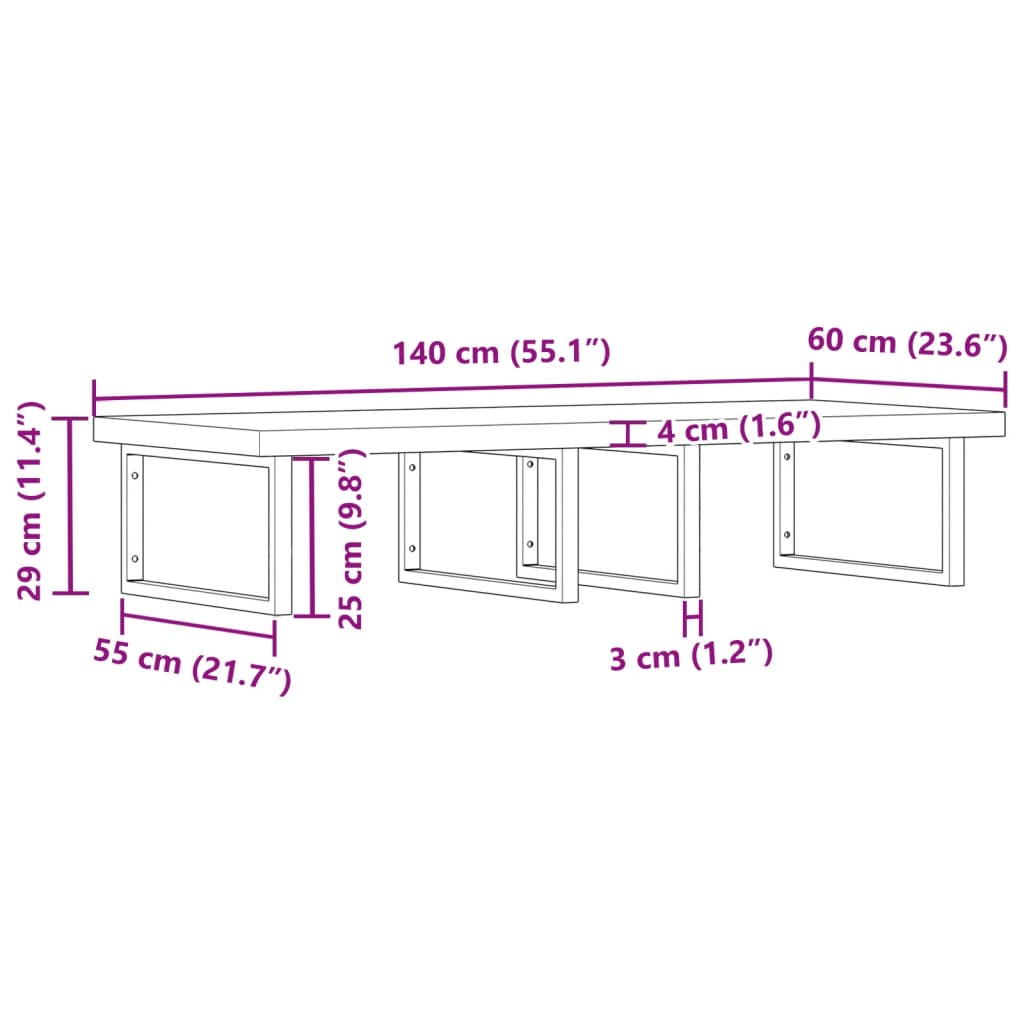 vidaXL Badkamer wandschap staal en massief acaciahout