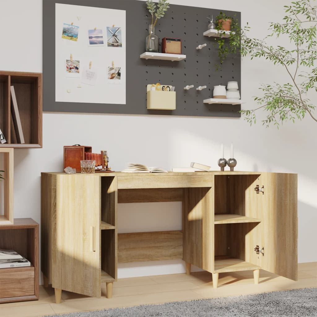 vidaXL Bureau 140x50x75 cm bewerkt hout sonoma eikenkleurig