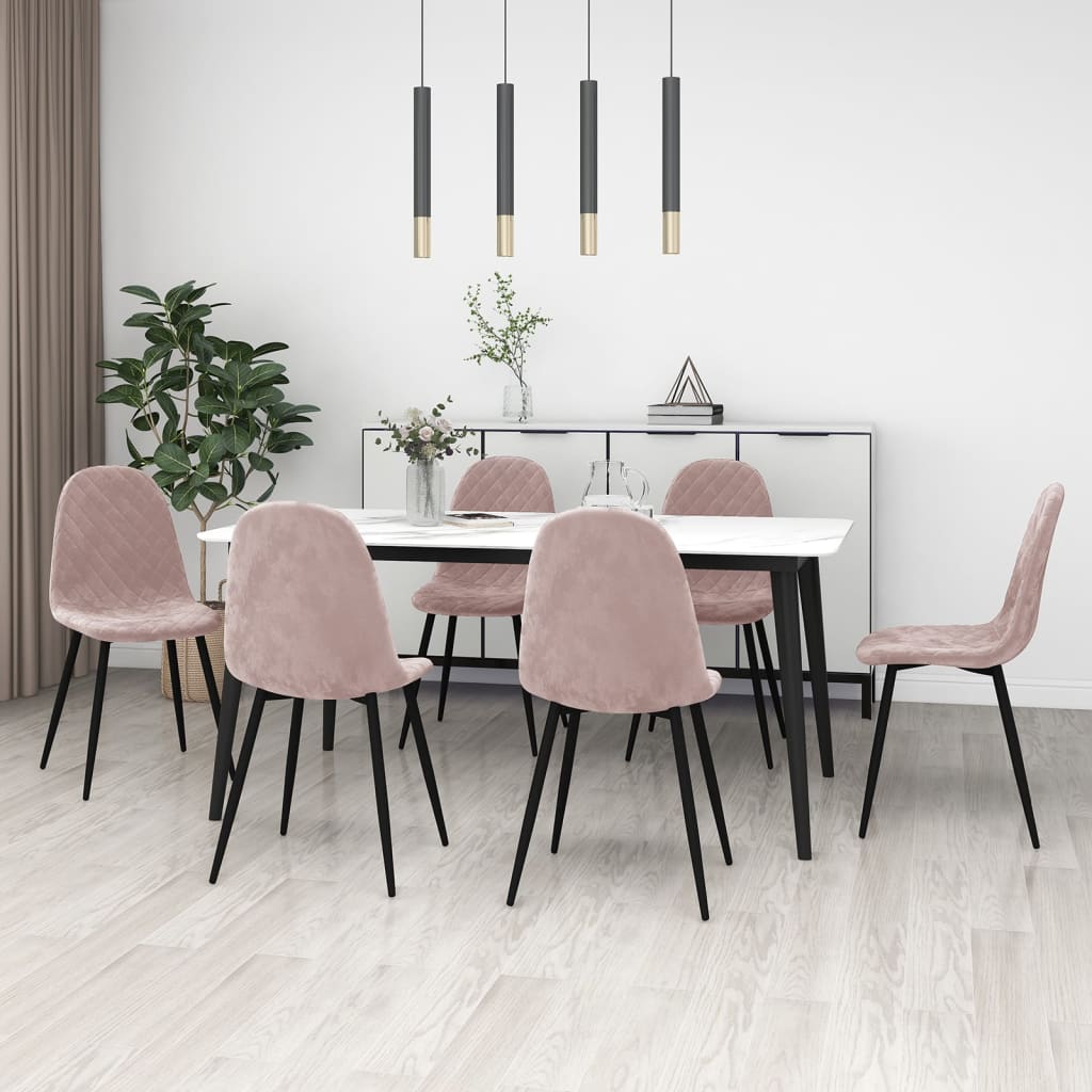 vidaXL Eetkamerstoelen 6 st fluweel roze