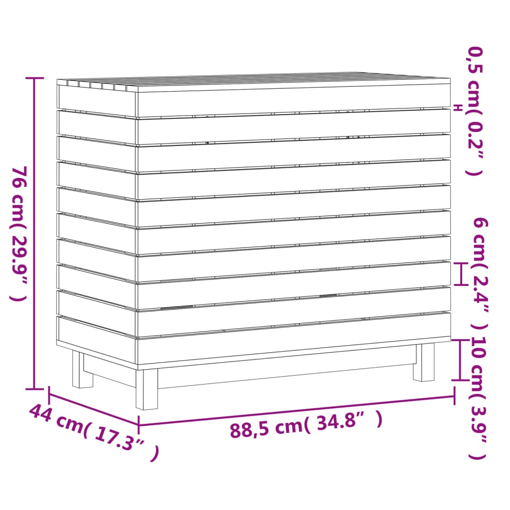 vidaXL Wasmand 88,5x44x76 cm massief grenenhout