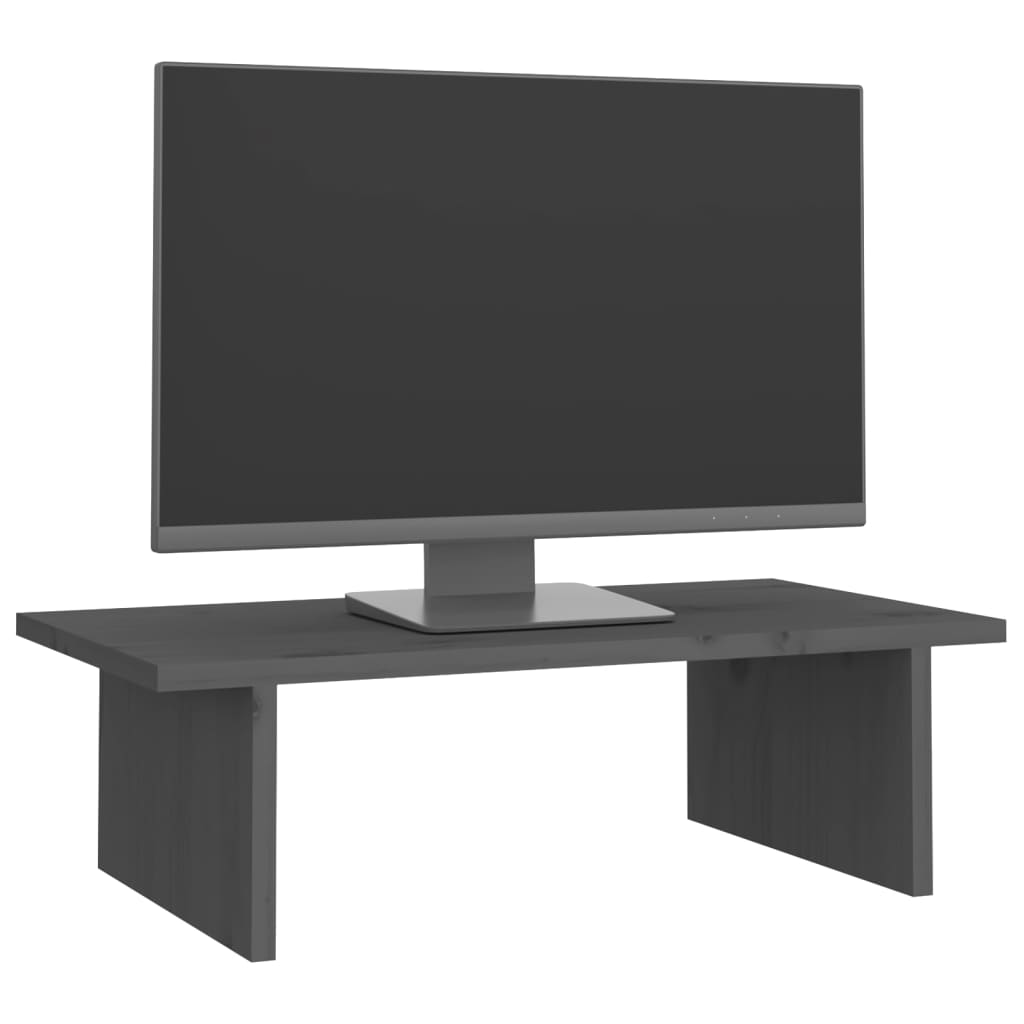 vidaXL Monitorstandaard 50x27x15 cm massief grenenhout grijs