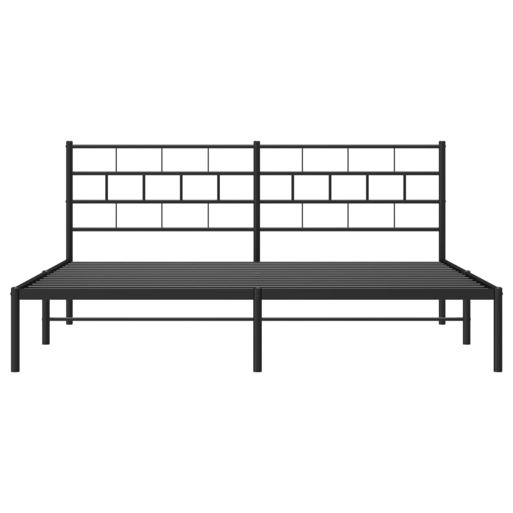 vidaXL Bedframe met hoofdbord metaal zwart 183x213 cm