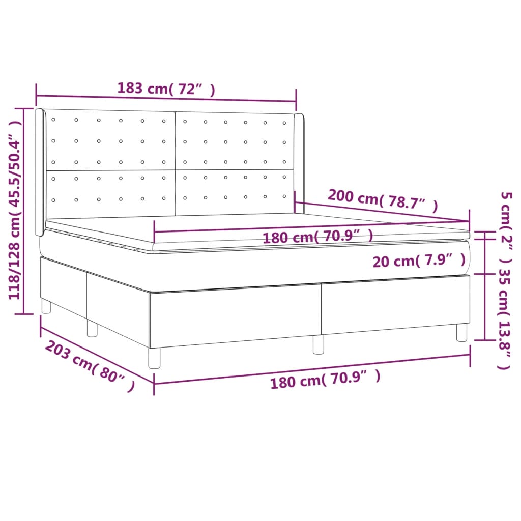 vidaXL Boxspring met matras kunstleer cappuccinokleurig 180x200 cm