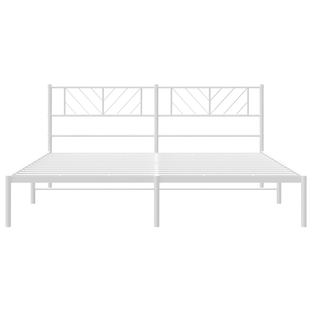 vidaXL Bedframe met hoofdbord metaal wit 193x203 cm