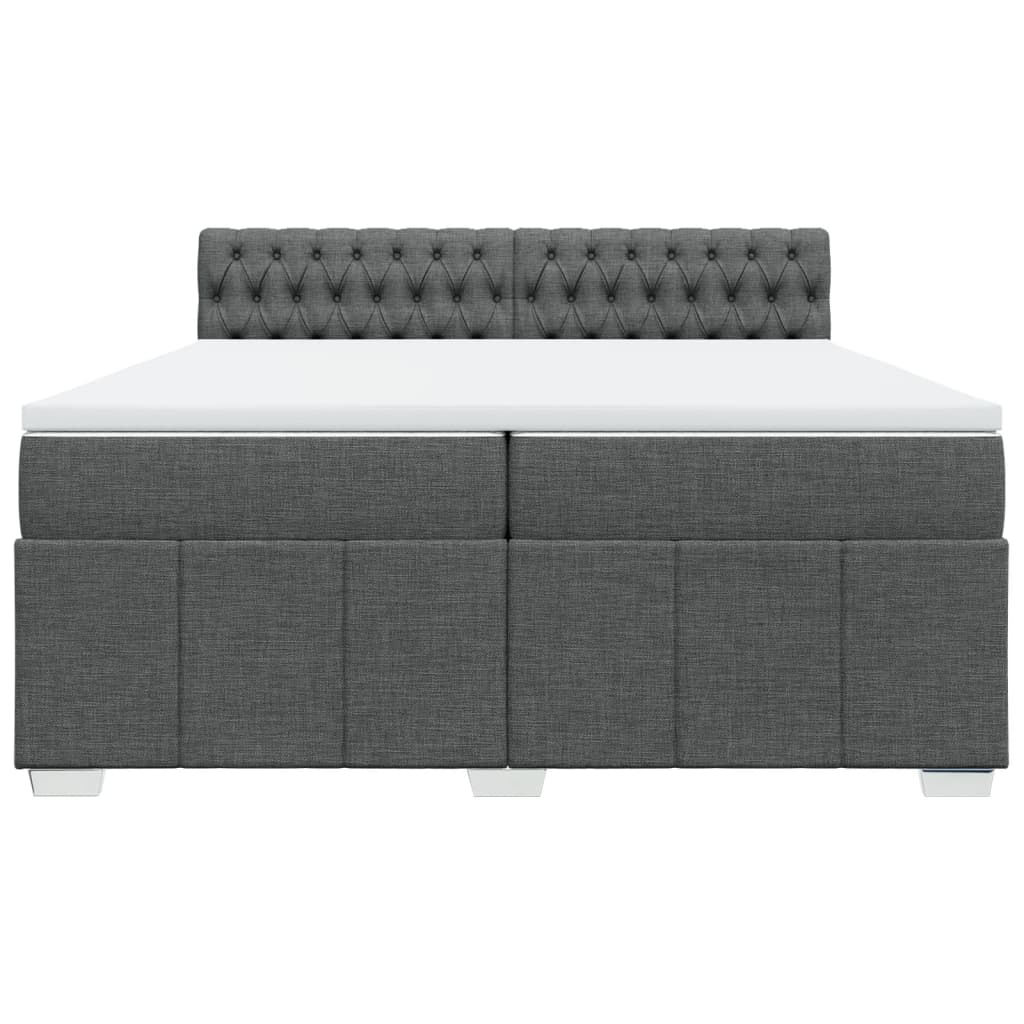 vidaXL Boxspring met matras stof donkergrijs 200x200 cm