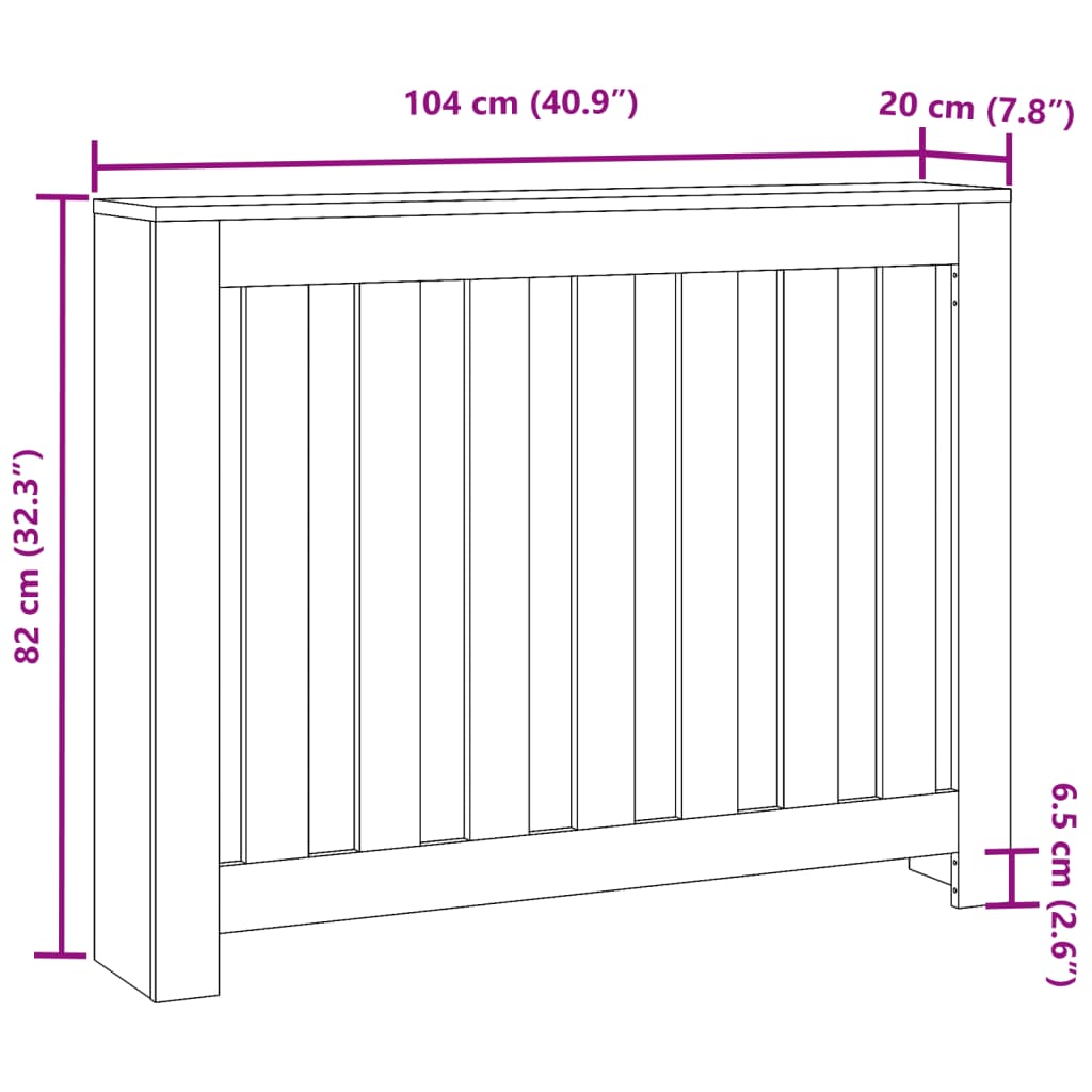 vidaXL Radiatorombouw 104x20x82 cm bewerkt hout bruin eikenkleurig