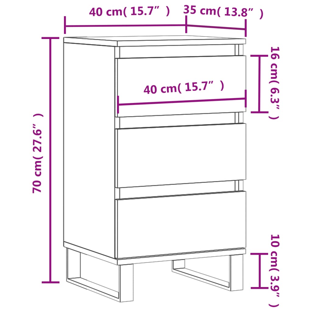 vidaXL Dressoir 40x35x70 cm bewerkt hout gerookt eikenkleurig