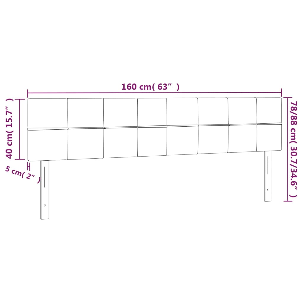 vidaXL Hoofdbord LED 160x5x78/88 cm fluweel lichtgrijs