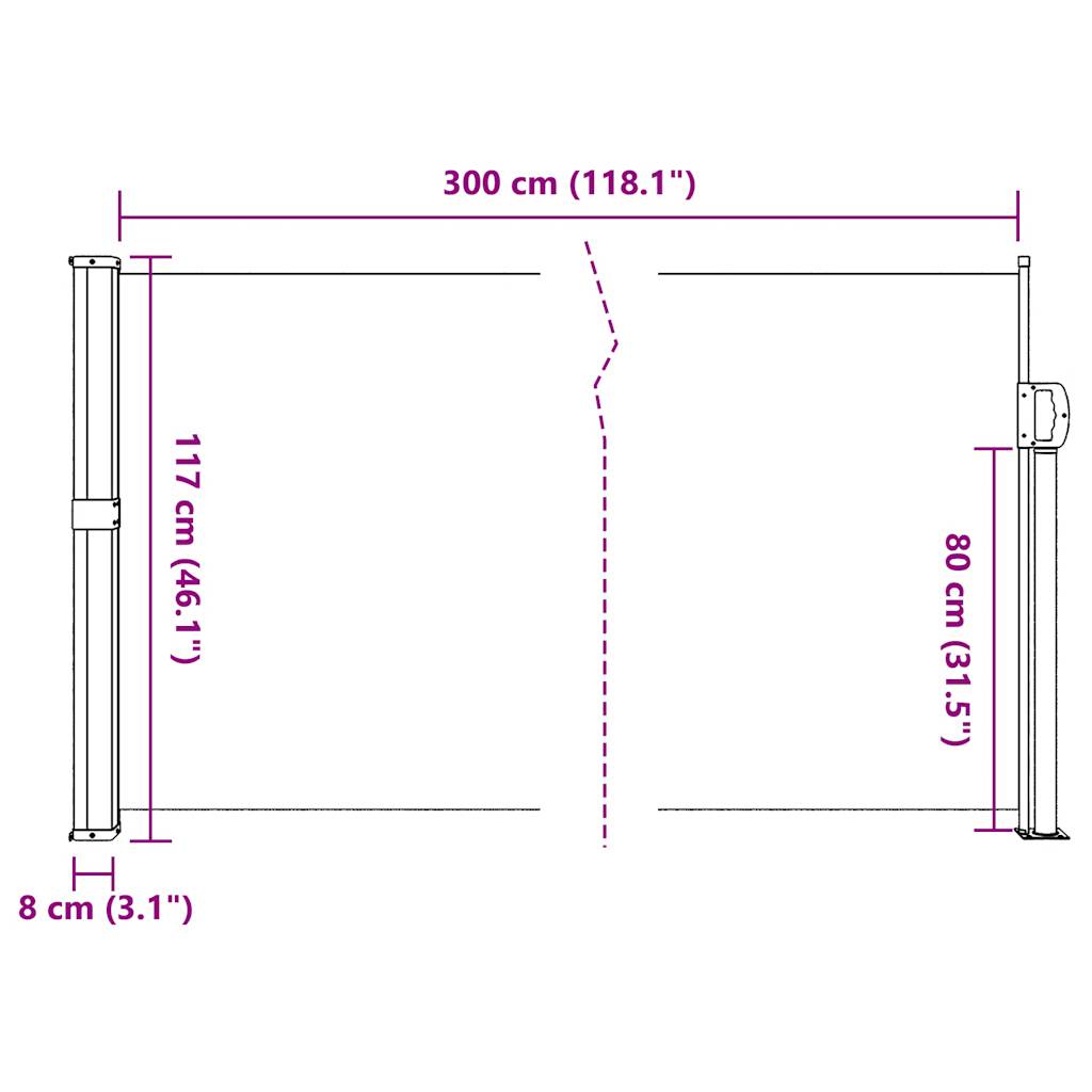 vidaXL Windscherm uittrekbaar 117x300 cm beige