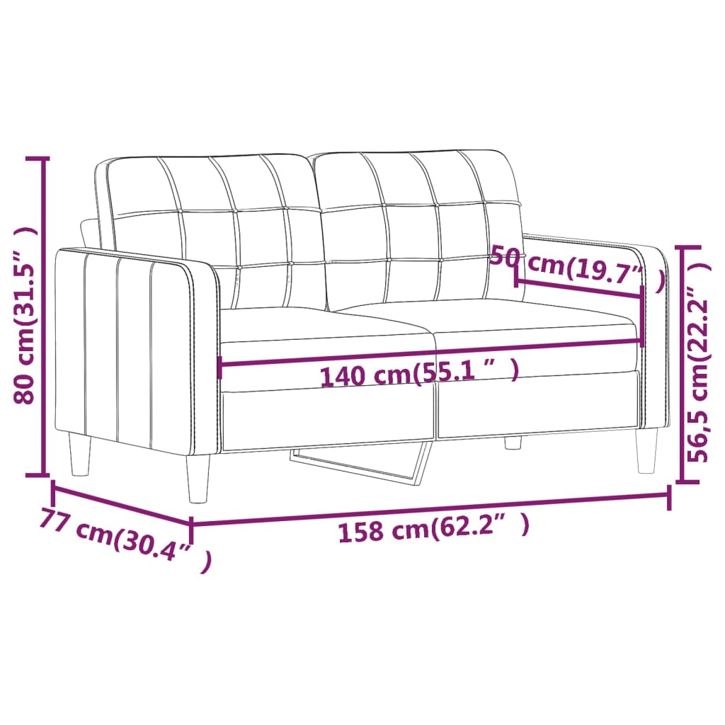 vidaXL Tweezitsbank 140 cm kunstleer crèmekleurig