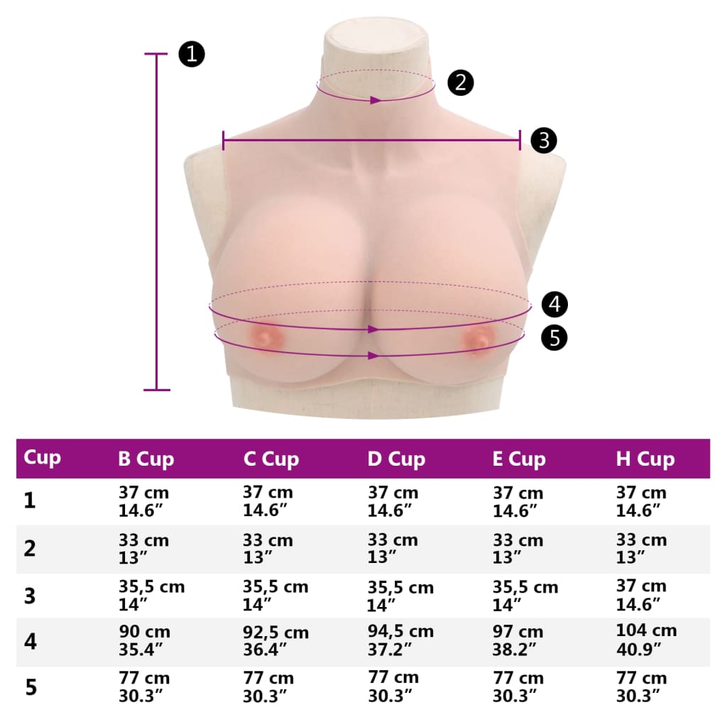 vidaXL Borstprothese H-cup silicone Kaukasisch