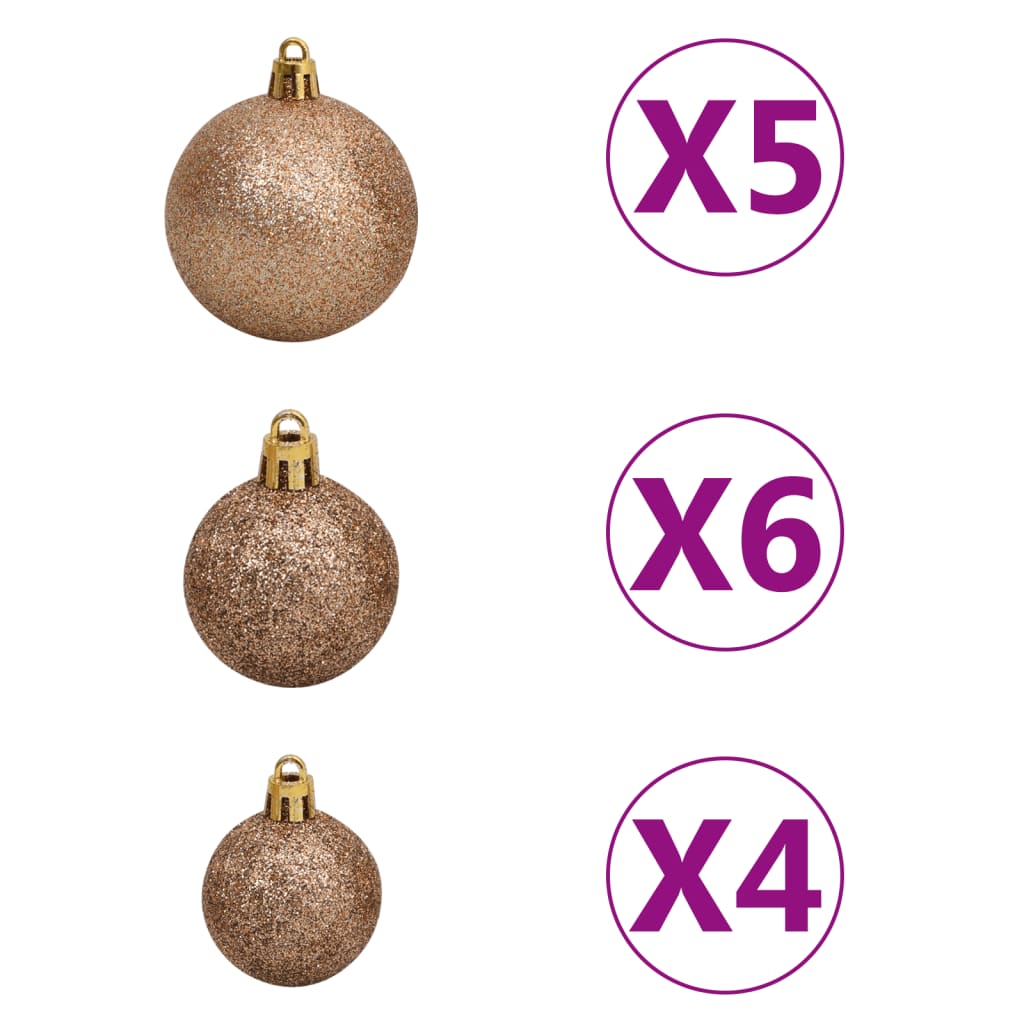 vidaXL Kunstkerstboom met scharnieren 150 LED en kerstballen 120 cm