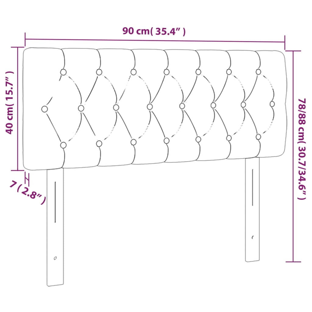 vidaXL Hoofdbord LED 90x7x78/88 cm fluweel lichtgrijs