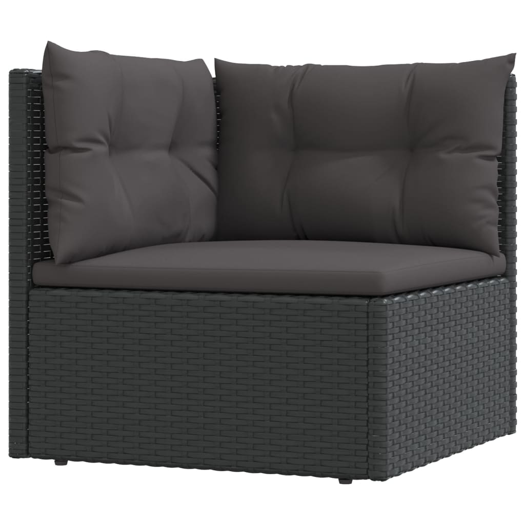 vidaXL 7-delige Loungeset met kussens poly rattan zwart