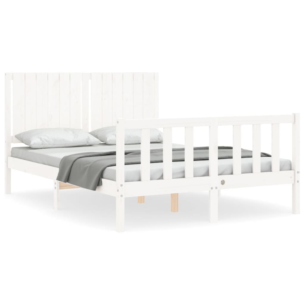 vidaXL Bedframe met hoofdbord massief hout wit