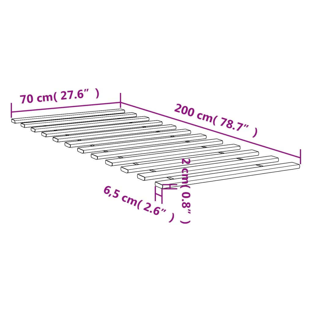 vidaXL Lattenbodem 70x200 cm massief grenenhout