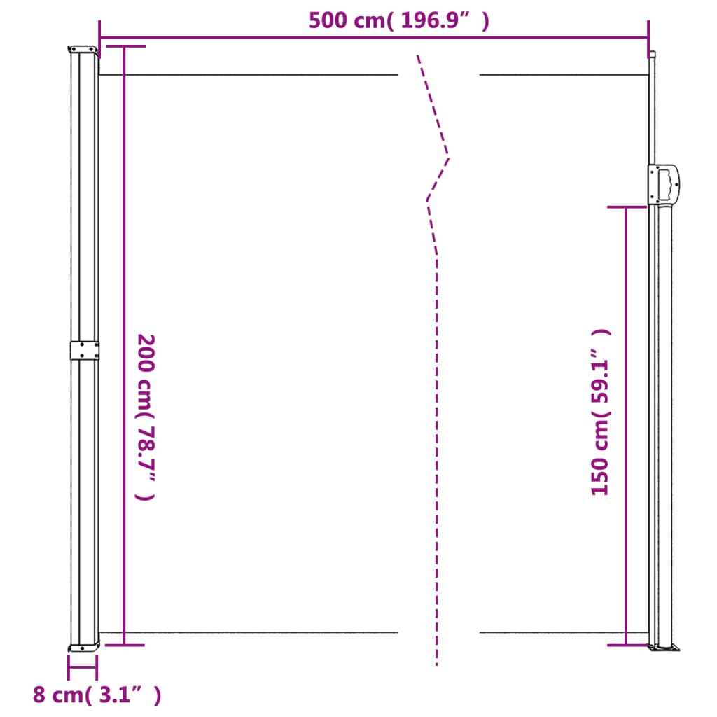 vidaXL Windscherm uittrekbaar 200x500 cm antracietkleurig