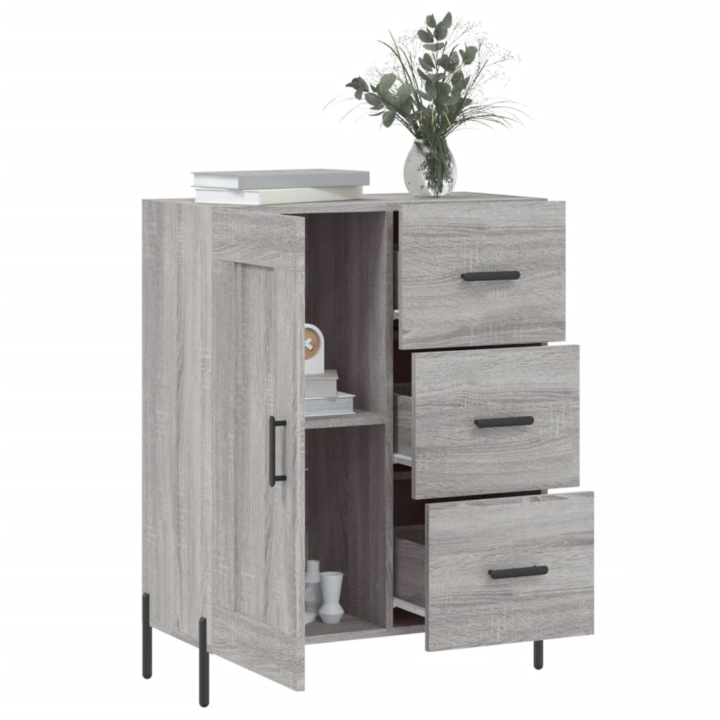 vidaXL Dressoir 69,5x34x90 cm bewerkt hout grijs sonoma eikenkleurig